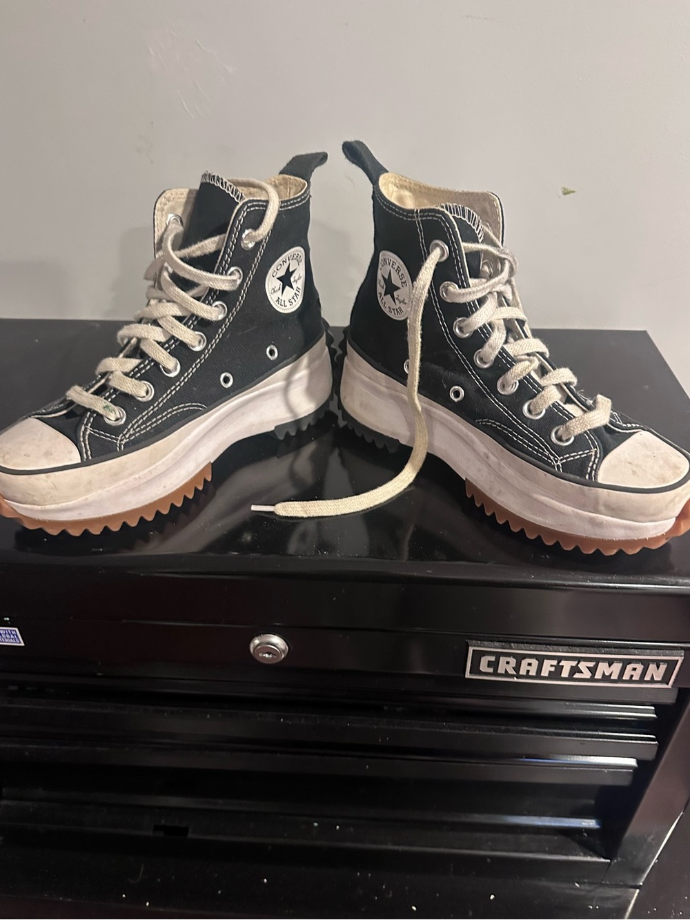 Converse Black and White High-Top Platform Sneakers